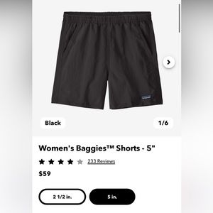 Patagonia baggies 5in inseam womens size small